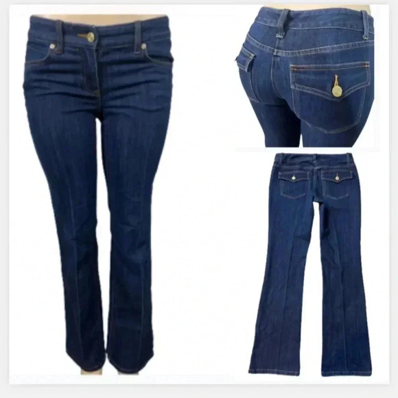 INC JEANS BLUE DENIM BOOT CUT FLAIR BUTTON POCKETS - Picture 1 of 12